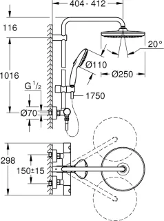 Душевая система Grohe Tempesta 26670001 хром